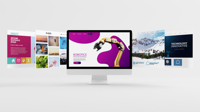 Computer screens floating mock up