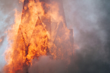 Church burns during a protests in Chile