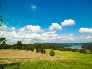 Beautiful view of Ostrzyckie Lake in Wiezyca Region, Poland