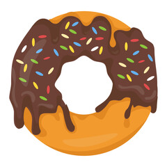 
Chocolate doughnut with cream drizzled on top

