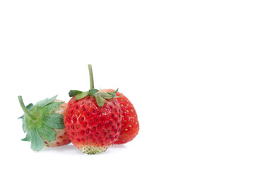 Strawberries with leaves. Isolated on a white background