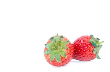 Strawberries with leaves. Isolated on a white background