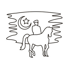 turkey flag country patriotic with soldier in horse line style icon