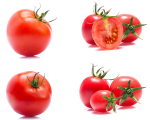 red tomato isolated on white background (Mix, set , collection)
