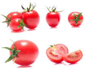 red tomato isolated on white background (Mix, set , collection)