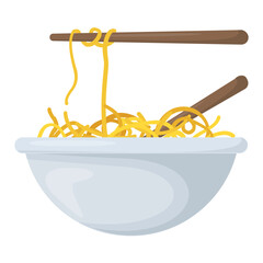 
A bowl of noodles with chopsticks
