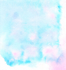 Abstract light blue hand drawn watercolor background