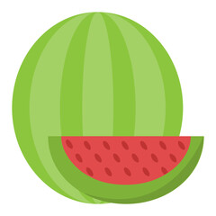 
Summer’s fruit watermelon whole and a slice cut from the same

