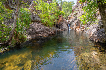 Naklejka na ściany i meble A view of Moline Rockhole, a waterfall in the Northern Territory of Australia.