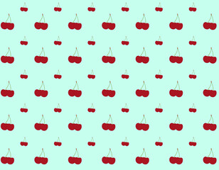 pattern background, red cherries on color background