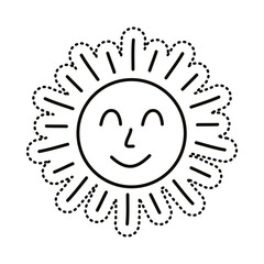 sun kawaii sticker line style icon
