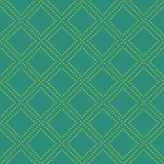 Christmas green on green seamless dotted lines diamond pattern.