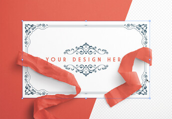 Card with Open Ribbons Mockup