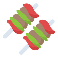 
Meat and vegetable pieces on skewers ready to be grilled
