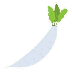 
Flat vector icon of a white radish
