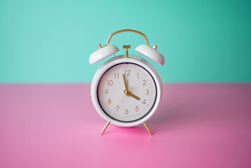 Alarm clock. Wake up early. Beautiful cute vintage alarm clock. Go to. 