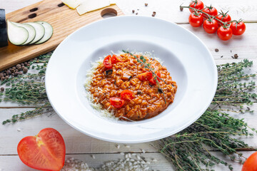 Beautiful juicy healthy food from the chef for an expensive restaurant delicious dishes for guests with a beautiful presentation, fish delicacies, delicious meat with asparagus food photo