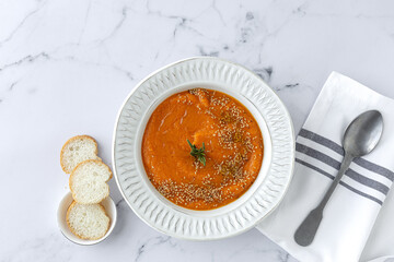 Homemade and healthy pumpkin cream from above