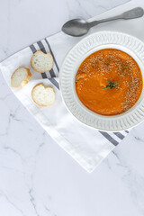 Homemade and healthy pumpkin cream from above