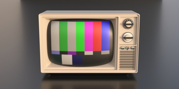 Retro old tv against black color background. 3d illustration