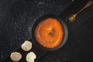 Homemade and healthy pumpkin cream from above