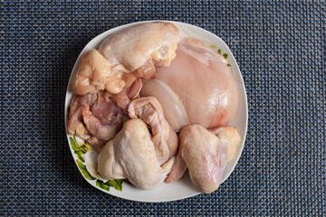Chicken meat. Culinary background with selective focus