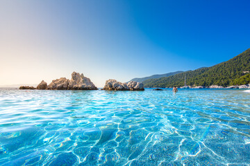 Fototapeta premium Amazing beach of Milia, Skopelos, Greece.