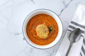 Homemade and healthy pumpkin cream from above