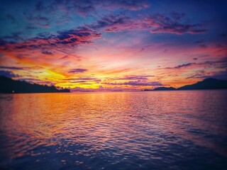 Sunset Over The Sea, Gebang, Pesawaran, Lampung, Indonesia.