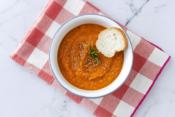 Homemade and healthy pumpkin cream from above