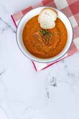 Homemade and healthy pumpkin cream from above