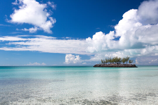 Scenic view of cay by coastline