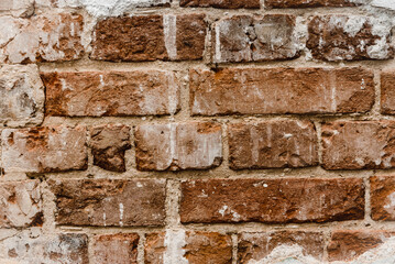 cypress wall texture pattern red cypress blocks, close-up, old dilapidated wall.
