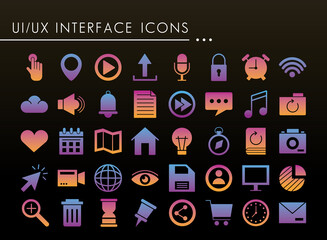 fourty interface set silhouette style icons
