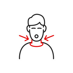 Sore throat glyph icon. Glands, tonsils, pharynx inflammation. Pharyngitis. Throat virus infection. Influenza epidemics. Negative space. Vector isolated illustration