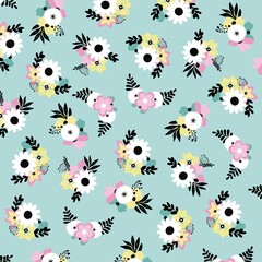 different floral pattern on green background