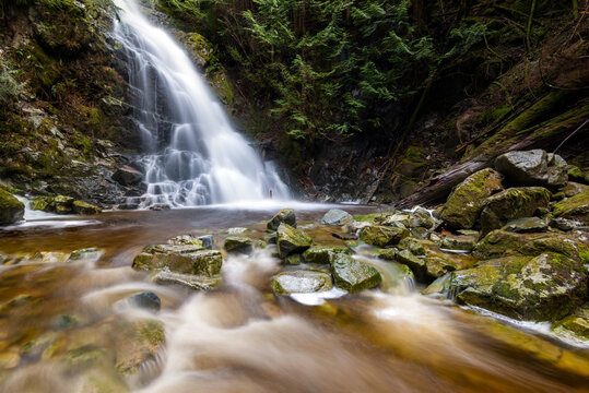 Scenic view of Sawblade Falls in Pinecone Burke Provincial Park
