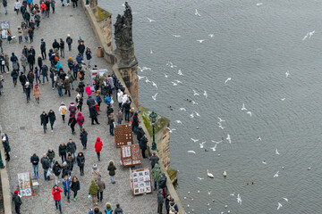 Charles Bridge on Vltava river in Prague, Czech Republic