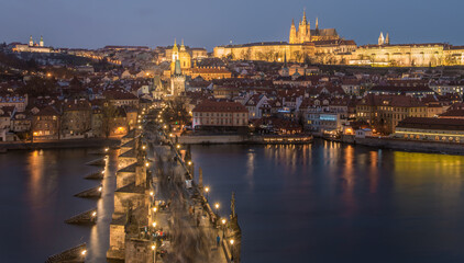 Charles Bridge on Vltava river in Prague, Czech Republic