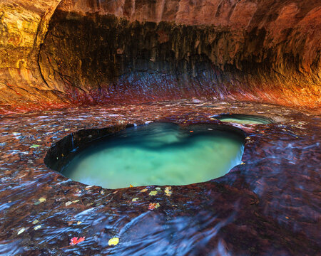 Scenic view of Emerald Pools form deep in backcountry of Zion National Park
