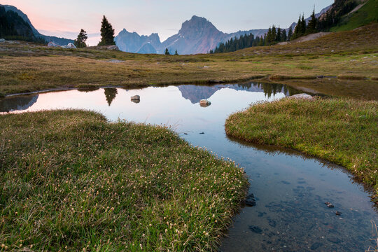 American Border Peak seen from Yellow Aster Butte Trailhead during sunset