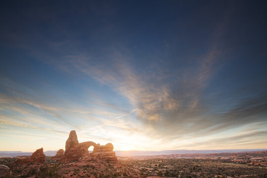 Sunset over Turret Arch in Arches National Park