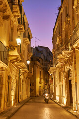 narrow streets of a mediterranean village at night