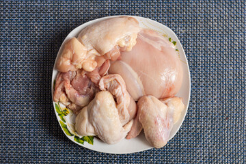 Chicken meat. Culinary background with selective focus