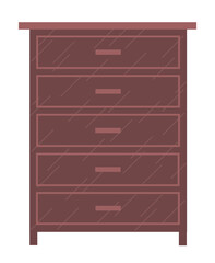 Commode, wooden chest of drawers icon with closed drawers and handles, storage place, bureau or night table, furniture for interior design of home or office, dresser, cupboard, house decor item