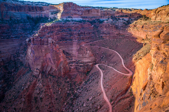High angle view of Shafer Trail Viewpoint in Canyonlands National Park