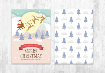 Christmas Flyer Layout with Santa Claus Reindeer