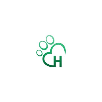 Letter H icon on paw prints logo