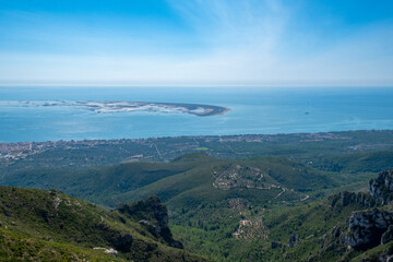 Fototapeta na wymiar panoramic views of the foradada natural mountain area and the sea