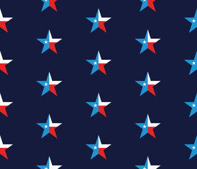 Patriotic stars seamless pattern - Texas lone star repeat print design on dark navy background - 393170537